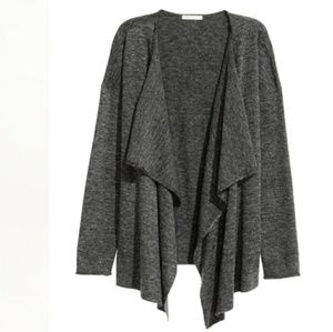 H&M Dark Grey Marl Fine-Knit Draped Cardigan